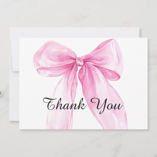 Roze lint baby shower bedankkaart (Voorkant)