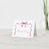 Roze lint baby shower bedankkaart (Voorkant)