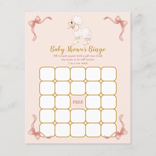 Roze lint Baby shower Bingo Game (Voorkant)