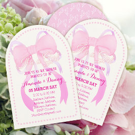 Roze lint baby shower boog wit kaart