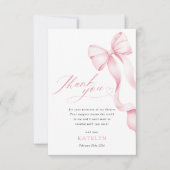 Roze lint Baby shower Dank u kaart (Voorkant)