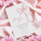 Roze lint Baby shower Dank u kaart