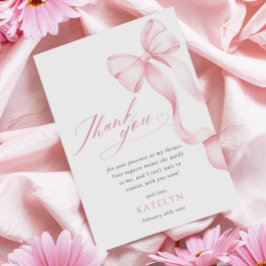 Roze lint Baby shower Dank u kaart