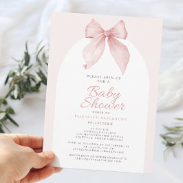Roze Lint Baby Shower Elegant Meisjesachtig Kaart