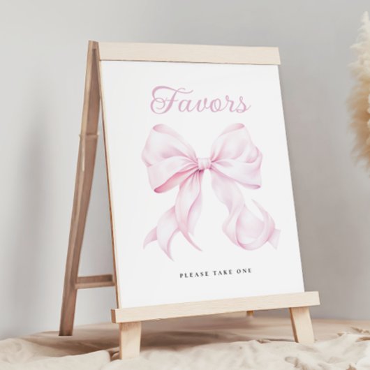 Roze lint baby shower favor tabelbord kaart poster