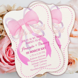 Roze lint baby shower feestdagenkaart