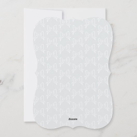 Roze lint Baby shower grijs Feestdagenkaart (Achterkant)