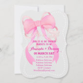 Roze lint Baby shower grijs Feestdagenkaart (Voorkant)