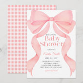 Roze lint baby shower kaart (Voorkant / Achterkant)