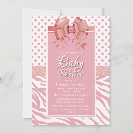 Roze Lint Baby Shower Kaart (Voorkant)