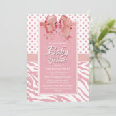 Roze Lint Baby Shower Kaart (Staand voorkant)