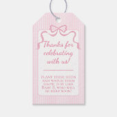 Roze lint baby shower label cadeaulabel (Voorkant)