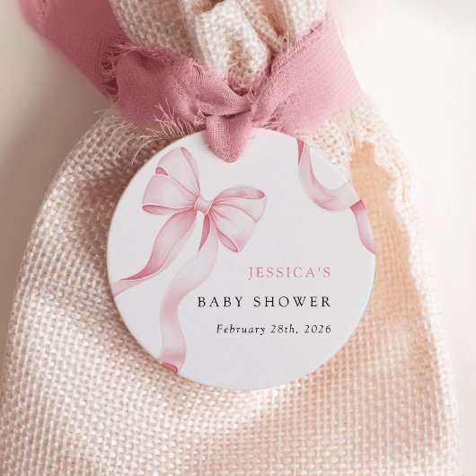 Roze lint Baby shower Labels