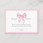 Roze lint baby shower luier raffle informatiekaartje (Voorkant)