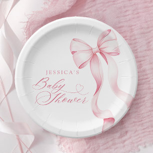Roze lint Baby shower papier Borden Papieren Bordje