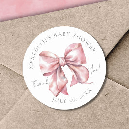 Roze Lint Baby Shower Ronde Sticker