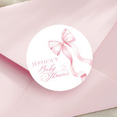 Roze lint Baby shower ronde Sticker