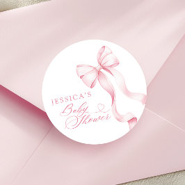 Roze lint Baby shower ronde Sticker