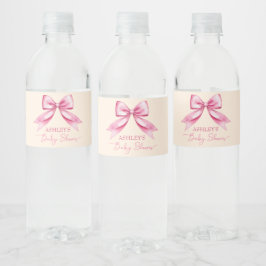 Roze lint baby shower sierlijke sjabloon waterfles etiket