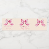 Roze lint baby shower sierlijke sjabloon waterfles etiket (Enkel label)