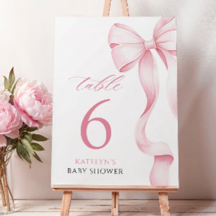 Roze lint baby shower tafelnummer