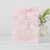 Roze lint baby shower uitnodiging (Staand voorkant)