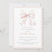 Roze lint baby shower uitnodiging (Voorkant)