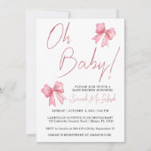 Roze lint baby shower uitnodiging (Voorkant)