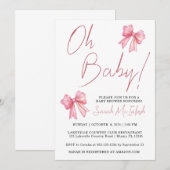 Roze lint baby shower uitnodiging (Voorkant / Achterkant)