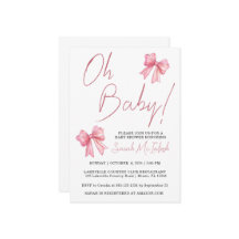 Roze lint baby shower uitnodiging