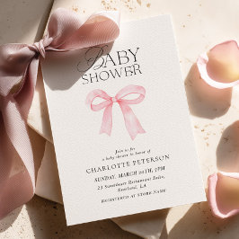 Roze lint baby shower uitnodiging