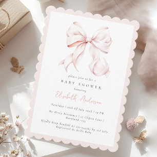 Roze lint baby shower uitnodiging