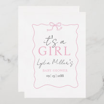 Roze lint baby shower uitnodiging, Meisje baby sho