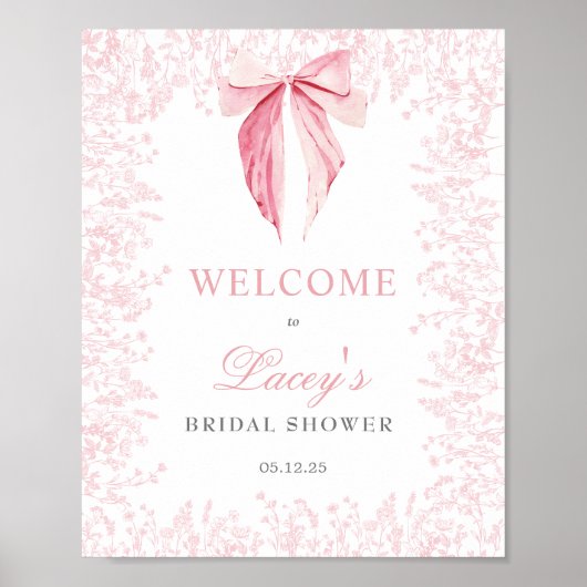roze lint Baby Shower uitnodiging Poster (Voorkant)
