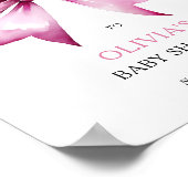 Roze lint baby shower welkom  poster (Hoek)