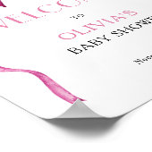 Roze lint baby shower welkom poster (Hoek)
