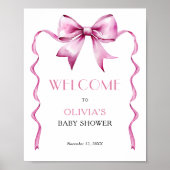 Roze lint baby shower welkom poster (Voorkant)