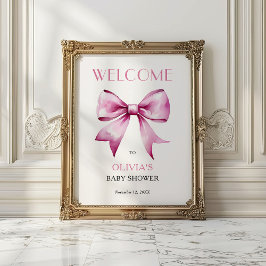 Roze lint baby shower welkom  poster