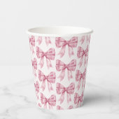 Roze lint babyfeestje of bruidsdouche, verjaardags papieren bekers (Achterkant)