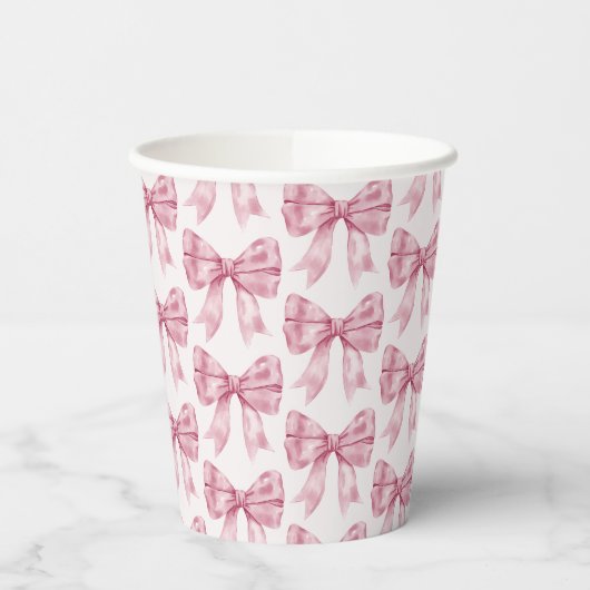 Roze lint babyfeestje of bruidsdouche, verjaardags papieren bekers (Links)