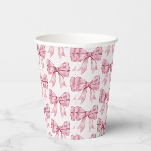 Roze lint babyfeestje of bruidsdouche, verjaardags papieren bekers (Rechts)