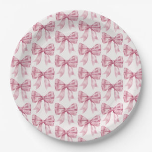 Roze lint babyfeestje of bruidsfeest, verjaardagsf papieren bordje