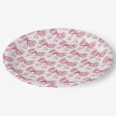 Roze lint babyfeestje of bruidssalon, verjaardagsf papieren bordje (Gekanteld)