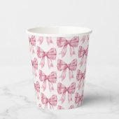 Roze lint babyfeestje of bruidsuitnodiging, verjaa papieren bekers (Links)