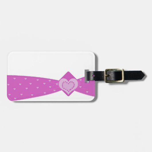 Roze lint bagagelabel (Voorkant horizontaal)