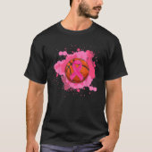 Roze Lint Basketbal Borstkanker Awareness Ts T-shirt (Voorkant)