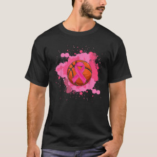 Roze Lint Basketbal Borstkanker Awareness Ts T-shirt