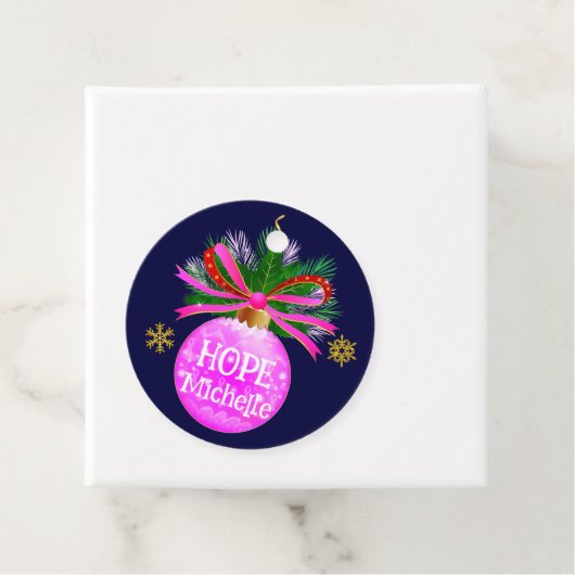 Roze lint Bauble Bedankjes Labels (In situ)