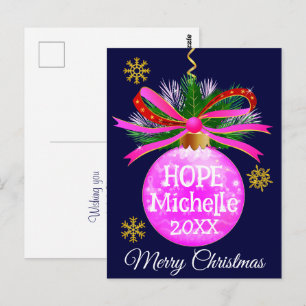 Roze lint Bauble Briefkaart