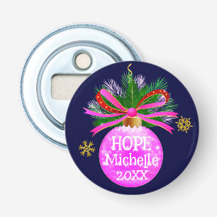 Roze lint Bauble Button Flesopener